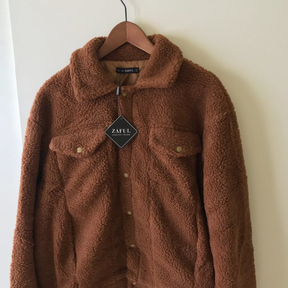 NWT Chocolate Fleece Teddy Jacket Sz XXL